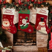 Božićna čarapa velike veličine s uzorkom Djeda Mraza i snjegovića za višekratnu upotrebu, super mekana maketa