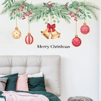 Božićna naljepnica, realistična samoljepljiva naljepnica za prozor, božićna tema, pozadina sa zlatnim kuglicama