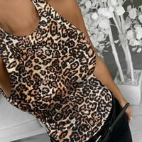 Majica Bez rukava za žene, ljetne košulje bez rukava, pripijeni rebrasti vrhovi s leopard printom