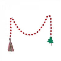 Božićni vijenac od drvenih perli s resicama ukrašen božićnim drvcem vijenac od drvenih perli zidni ukrasi na seoskoj