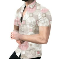 Muška majica s geometrijskim uzorkom ležerna havajska majica za plažu kratkih rukava ljetna majica s printom