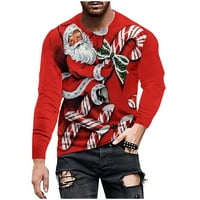 Muški džemper s okruglim vratom Muška moda Božićni print Majica s dugim rukavima s dugim rukavima Bluza s dugim