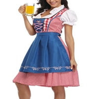 Uerlsty ženske tradicionalne karirane dirndl haljine Bavarian Oktoberfest kostim