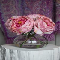 Gotovo prirodno maštovito umjetničko cvjetove ruže s vazom, ružičasto
