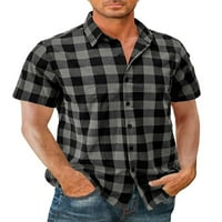 Muški vrhovi, ljetne košulje s reverom, ležerna bluza, muška majica za odmor, običnog kroja, siva