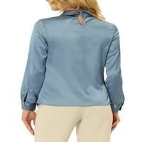 Jedinstvene ponude ženskog satenskog bisernog dekora odbijajući ovratnik naplaćena radna bluza bluza