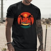 Muška majica muški odmor na plaži Okrugli vrat Velika veličina majica kratkih rukava crna xl