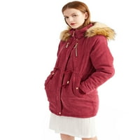 Ženska gornja odjeća, jakna s dugim rukavima, jednobojni kaput, zimski topli kaputi, topli kaputi s kapuljačom