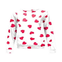Dukserice za Valentinovo za žene, majica s printom slova srce ljubavi, labavi puloveri s okruglim vratom s grafičkim