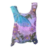 Ženski vrhovi s cvjetnim printom labavog kroja ležerni ljetni prsluk od kamizola Bez rukava moderan Okrugli vrat