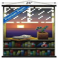 Minecraft-plakat na zidu s prozorom i drvenim magnetskim okvirom, 22.375 34