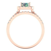 1. dijamant smaragdno izrezan sintetički plavi Moissanite 14k ružičasto zlato, s naglascima, vjenčani set od 4,5