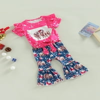 Ljetni set odjeće za djevojčice u donjem dijelu: majica kratkih rukava s okruglim vratom u točkicama i čvorovima