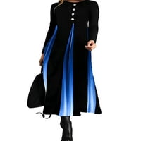Ženske midi haljine s dugim rukavima s okruglim vratom s gradijentnim printom