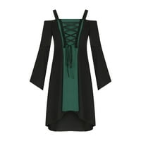 Dadaria plus haljina za veličinu za žene zabava dugačka ženska gotička vintage boja blok uboda retro tamna tamna