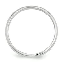 Polukružni karatni prsten od bijelog zlata, veličina 7