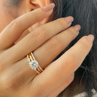 Certificirani set vjenčanog prstena od moissanita za žene, set od 3 prstena od bijelog zlata od 14 karata, 6,50