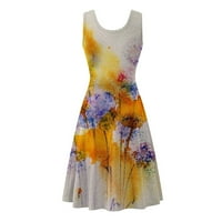 Žene ležerne haljine bez rukava za rukav na popisu Ljetna cvjetna haljina za print za plažu Holidy Clearmans