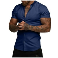 Muška košulja s kratkim rukavima s reverom u boji, Jednobojni Casual Top