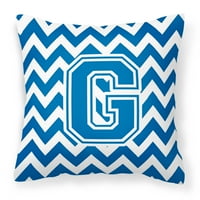 Jastuk za bacanje u plavoj i bijeloj tkanini s Chevronom u obliku slova U.
