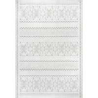 Teksturirani geometrijski plemenski tepih za unutarnju i vanjsku upotrebu, 4' 6', Siva