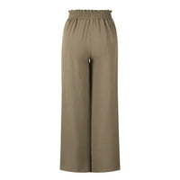 Lolmot hlače s visokim strukom za žene ljetne noge ležerna elastična palazzo hlača crtanje lagane solidne boje