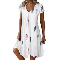 Dianli Sundresses za žene plaža moda labava ljuljana tunika majica Midi sunčeve haljine Svečana V-izreza kratki