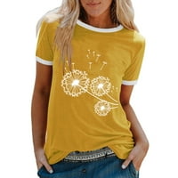 Ženske majice topovi Ženska Moda ležerna majica s okruglim vratom s cvjetnim printom široka majica kratkih rukava