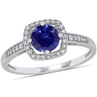 10-karatni plavi safirni dijamantni ženski prsten od bijelog zlata od 10 karata, koji je izradila tvrtka od 10