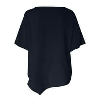 Ženska majica s printom, majice s okruglim vratom, pamučna lanena majica kratkih rukava, ljetna majica labavog