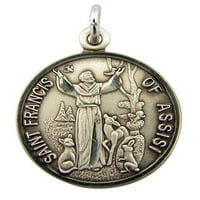 Privjesak za medalju svetog Franje Asiškog od sterling srebra sa životinjama