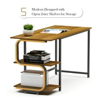 55,1 reverzibilni drveni računalni stol, radni stol s policama, tikovina