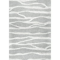 Mekani čupavi tepih od zebre u prugama, 8' 10', Bež