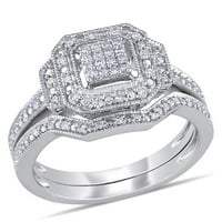 Carat T.W. Diamond Sterling Silver Cluster Square Halo Bridal Set