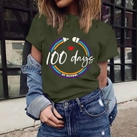 Ljetne bluze za žene Sretni 100. dan u školskoj višebojnoj majici s kratkim rukavima grafičke tiskane majice za