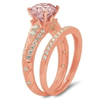 1. dijamant okruglog reza s imitacijom ružičastog dijamanta od ružičastog zlata 18k vjenčanica set od 4