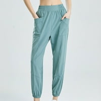 Ecqkame ženske jogers hlače zazor ženskih džepnih hlača Sportske hlače za ženske labave brzine suhe, pokazujući