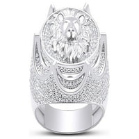 Muški zaručnički prsten od 10k okruglog dijamanta od bijelog zlata, veličina prstena-11,5