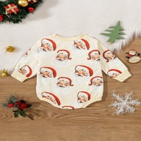 Božićni kombinezon za novorođene dječake i djevojčice s uzorkom Djeda Mraza s dugim rukavima
