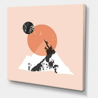 Designart 'Moderni minimalistički planinski mjesec i sunce' Moderno platno zidne umjetničke tiska