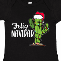 Božićni kaktus u šeširu Djeda Božićnjaka kao poklon bodiju za dječaka ili djevojčicu