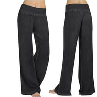 Ženske casual hlače od elastične elastike u struku, jednobojne široke duge hlače, hlače za plesne izvedbe