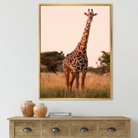 Dizajnerska umjetnost Afrička žirafa u divljini uokvirena seoska kuća na platnu zidni umjetnički tisak