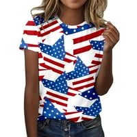 Ženske majice 4. srpnja, Dan neovisnosti, Ležerne majice kratkih rukava s okruglim vratom s printom