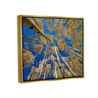 Nadlazeće drveće drveća šuma krajolik fotografija metalik zlato uokviren umjetnički print zid umjetnost
