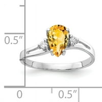 Prsten od bijelog zlata od 7 karata s krušnim citrinom i dijamantom