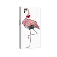Avenue Avenue životinje zidne umjetničke platnene ptice 'Miss Flamingo' - ružičaste, crne