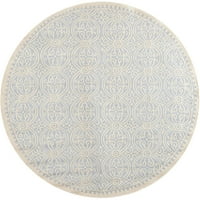 Tepih od vune u geometrijskom uzorku, svijetloplava slonovača, okrugla 10' 10'