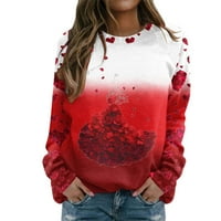Ženska majica s okruglim vratom s printom za Valentinovo puloveri s okruglim vratom Ležerne majice za vježbanje
