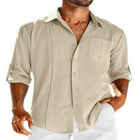 Peyakidsaa muške ležerne košulje za ovratnike za overs jacquard gumb dugih rukava dolje labava bluza